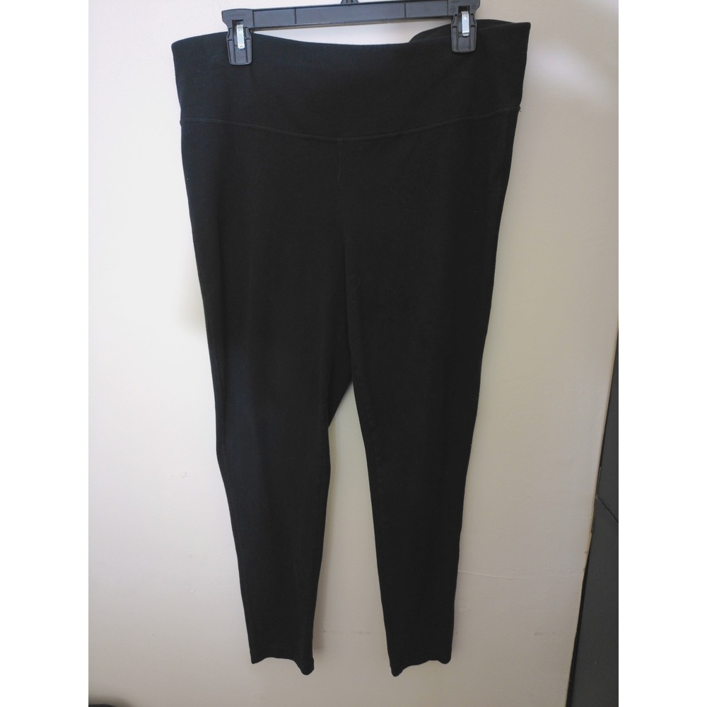 St. John's Bay Leggings Womens XL Black High Rise Cotton Stretch Casual Basic